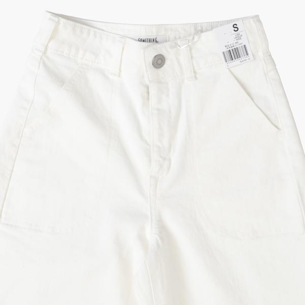 Something サムシング SEA580 LISA レースアップ ワイド デニム パンツ レディース18)ホワイト 白 アイボリー ホワイトパンツの画像