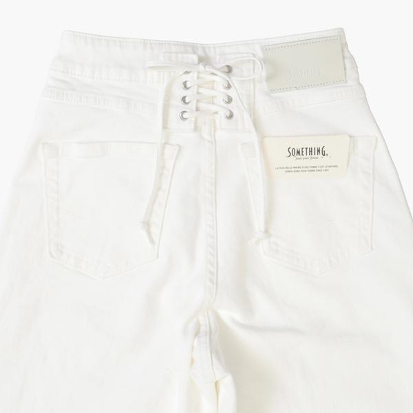 Something サムシング SEA580 LISA レースアップ ワイド デニム パンツ レディース18)ホワイト 白 アイボリー ホワイトパンツの画像