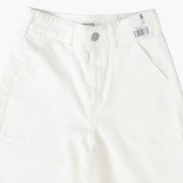 Something サムシング SEA580 LISA レースアップ ワイド デニム パンツ レディース18)ホワイト 白 アイボリー ホワイトパンツの画像