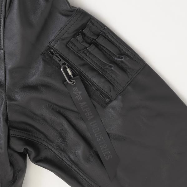 アルファ　Alpha Industries LEATHER　MA-1 797-5950001 Black MA-1　レザージャケット ブルゾン　羊革　ミりタリージャケット　MA1　の画像