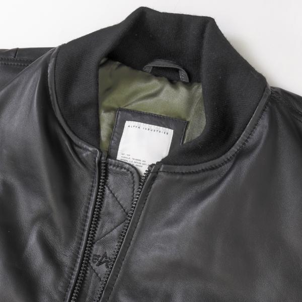 アルファ　Alpha Industries LEATHER　MA-1 797-5950001 Black MA-1　レザージャケット ブルゾン　羊革　ミりタリージャケット　MA1　の画像
