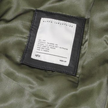アルファ　Alpha Industries LEATHER　MA-1 797-5950001 Black MA-1　レザージャケット ブルゾン　羊革　ミりタリージャケット　MA1　の画像