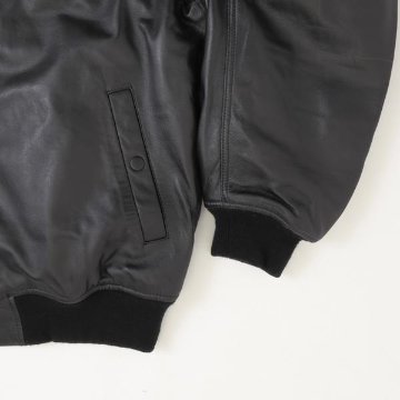 アルファ　Alpha Industries LEATHER　MA-1 797-5950001 Black MA-1　レザージャケット ブルゾン　羊革　ミりタリージャケット　MA1　の画像