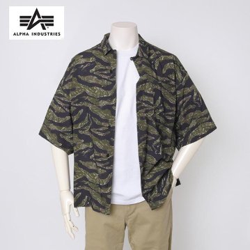 アルファインダストリーズ Alpha Industries SS TIGER CAMO RELAXED CAMP 797-6123001 384）TIGER CAMO レーヨン100％ タイガーカモの画像