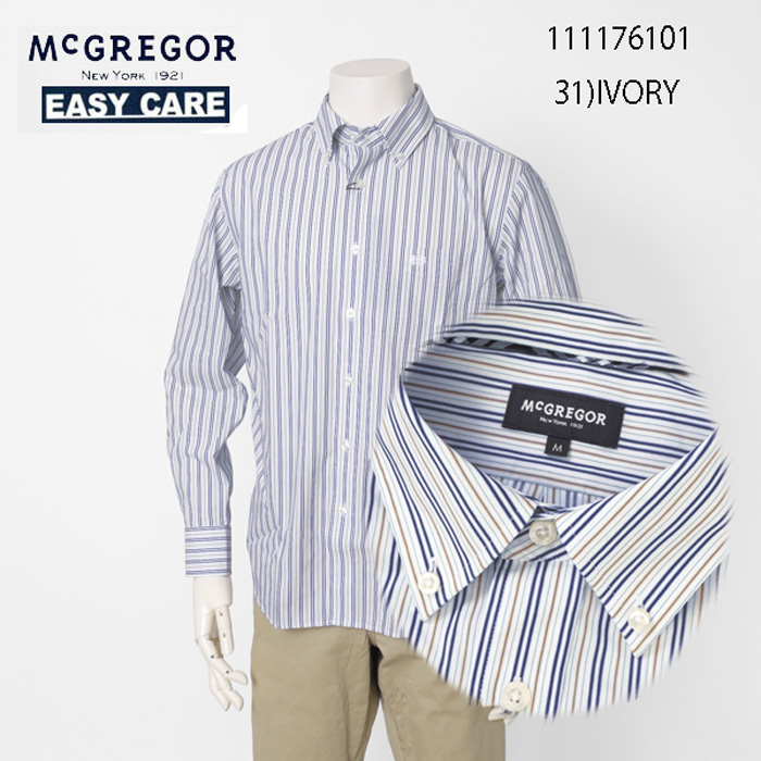 McGREGOR マクレガー EASY CARE　イージーケア ボタンダウンシャツ 111176101 シャツ メンズ 紳士 春服 ストライプ柄の画像