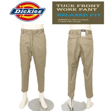 Dickies ディッキーズ DB2019 TUCK FRONT WORK PANT RELAXED FIT TCストレッチ ウエストイージー クロップド パンツの画像
