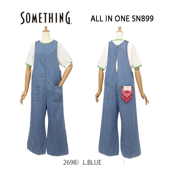 Something サムシング オールインワン SN899  2600）One wash　S,M ワイド デニム パンツ レディースの画像
