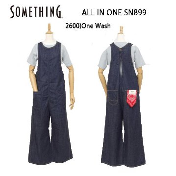 Something サムシング オールインワン SN899  2600）One wash　S,M ワイド デニム パンツ レディースの画像