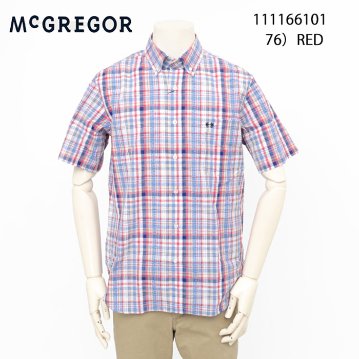  McGREGOR マックレガー メンズ 半袖シャツ 111166101 サッカー チェック シャツ ボタンダウン メンズ トップスの画像