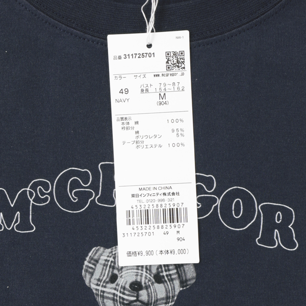 McGREGOR WOMENS 311725701 マクレガー レディース 半袖 夏 カジュアル Tシャツ マックベア プリントTの画像