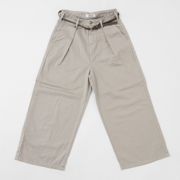 something サムシング SN765S ベルト付 タック ワイド レディース パンツ wide tuck きれいめ 股下短め 足元スッキリの画像