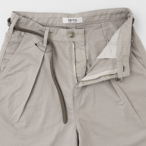 something サムシング SN765S ベルト付 タック ワイド レディース パンツ wide tuck きれいめ 股下短め 足元スッキリの画像