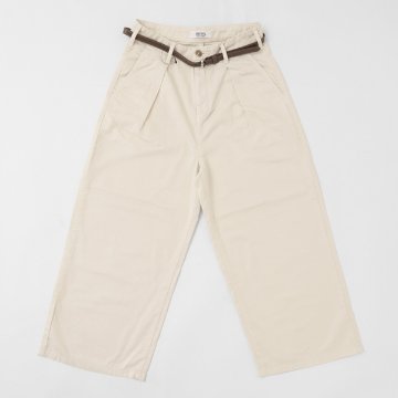 something サムシング SN765S ベルト付 タック ワイド レディース パンツ wide tuck きれいめ 股下短め 足元スッキリの画像