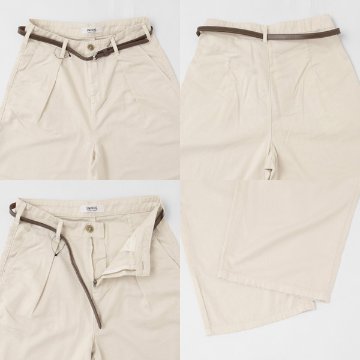 something サムシング SN765S ベルト付 タック ワイド レディース パンツ wide tuck きれいめ 股下短め 足元スッキリの画像