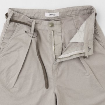 something サムシング SN765S ベルト付 タック ワイド レディース パンツ wide tuck きれいめ 股下短め 足元スッキリの画像