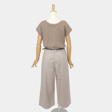 something サムシング SN765S ベルト付 タック ワイド レディース パンツ wide tuck きれいめ 股下短め 足元スッキリの画像