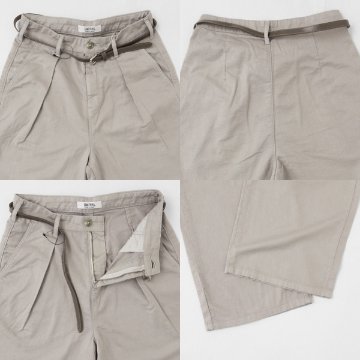 something サムシング SN765S ベルト付 タック ワイド レディース パンツ wide tuck きれいめ 股下短め 足元スッキリの画像