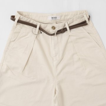 something サムシング SN765S ベルト付 タック ワイド レディース パンツ wide tuck きれいめ 股下短め 足元スッキリの画像