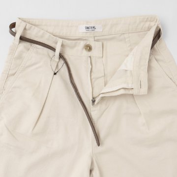 something サムシング SN765S ベルト付 タック ワイド レディース パンツ wide tuck きれいめ 股下短め 足元スッキリの画像