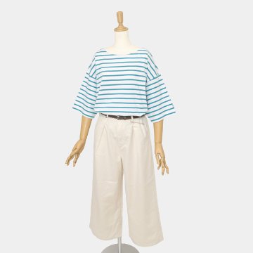 something サムシング SN765S ベルト付 タック ワイド レディース パンツ wide tuck きれいめ 股下短め 足元スッキリの画像
