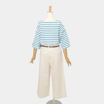 something サムシング SN765S ベルト付 タック ワイド レディース パンツ wide tuck きれいめ 股下短め 足元スッキリの画像
