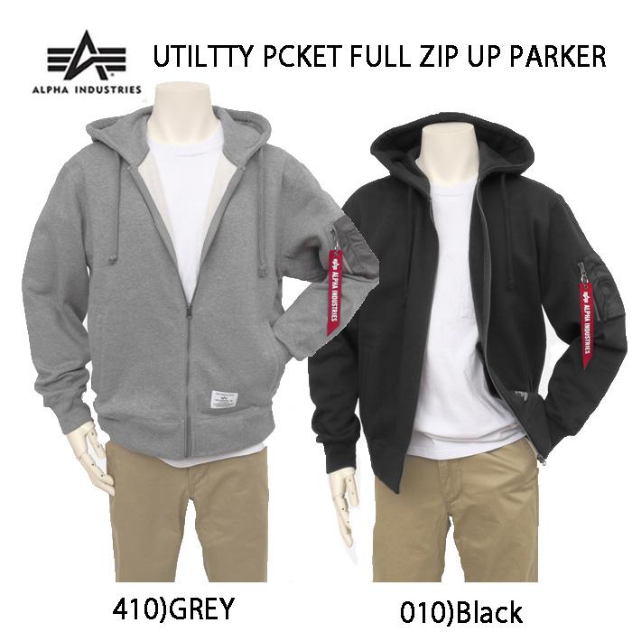 アルファ Alpha Industries 797-6131001 UTILITTY　POCKET FULL ZIP　PARKER　フルジップパーカー　裏起毛の画像