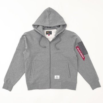 アルファ Alpha Industries 797-6131001 UTILITTY　POCKET FULL ZIP　PARKER　フルジップパーカー　裏起毛の画像