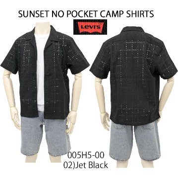  Levis リーバイス 005H5-00 The Sunset No Pocket Camp Shirt  02)JET B;LACK サンセットキャンプシャツ　アロハシャツ　半袖シャツの画像