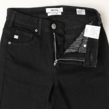 SOMETHING サムシング フレアパンツ ジーンズ デニム SKY31 脚長効果 ストレッチ フレア LISA レディース901ブラックの画像