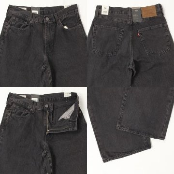 LEVI'S リーバイス BAGGY WIDE LEG 00818-00　00)ブラックユーズド バギー ワイド　 ユッタリ 後染めブラックジーンズの画像