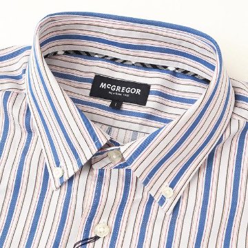 McGREGOR マクレガー EASY CARE　イージーケア ボタンダウンシャツ 111176601　33）S,GREYシャツ メンズ 紳士 春服 ストライプ柄の画像