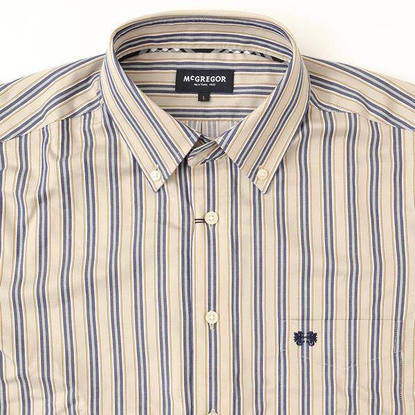 McGREGOR マクレガー EASY CARE　イージーケア ボタンダウンシャツ 111176601　51）BEIGE シャツ メンズ 紳士 春服 ストライプ柄の画像