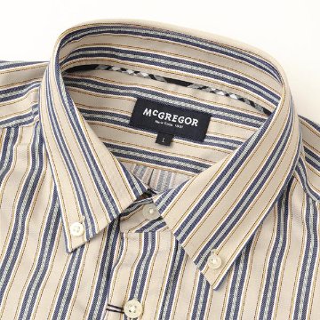 McGREGOR マクレガー EASY CARE　イージーケア ボタンダウンシャツ 111176601　51）BEIGE シャツ メンズ 紳士 春服 ストライプ柄の画像