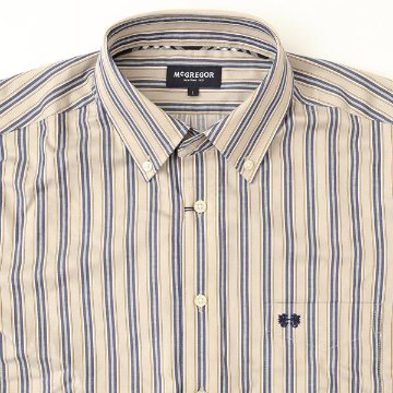 McGREGOR マクレガー EASY CARE　イージーケア ボタンダウンシャツ 111176601　51）BEIGE シャツ メンズ 紳士 春服 ストライプ柄の画像