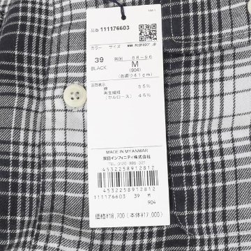 McGREGOR マクレガーレギュラーソフトオンブレチェックシャツシャツ 111176603 39)Black メンズ 紳士 秋春冬　長袖シャツ ワークシャツの画像