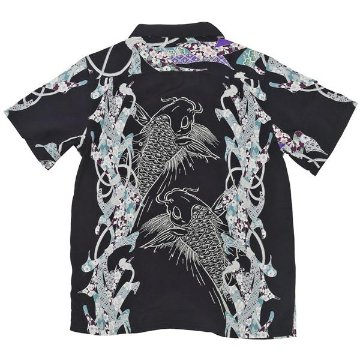 イオラニ　アロハシャツ　102309　レーヨンアロハ　和柄　鯉と帯のモチーフ画像