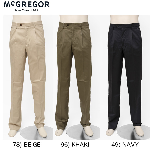 McGRGOR メンズ　ワンタックストレッチストレートパンツ　プレビアンコットン　111310001　の画像