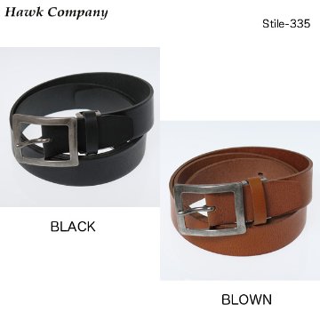 hawkcompany 335　牛革ベルト　BLACK　BROWN画像