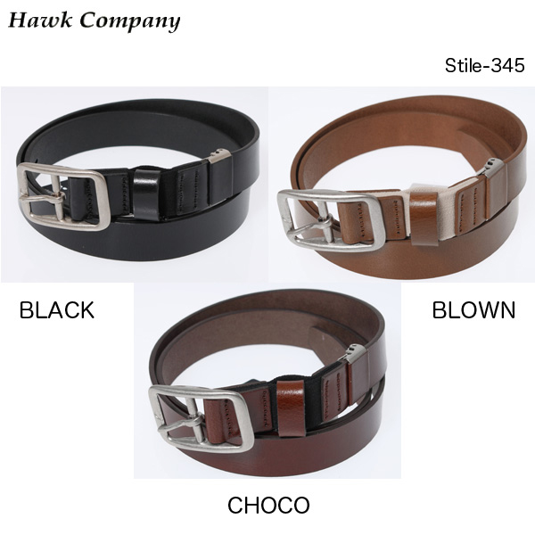 hawkcompany 345　牛革ベルト　ゴムスパン入りストレッチ機能付きの画像