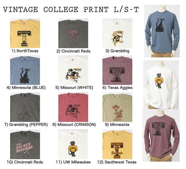 USA ヴィンテージカレッジロングスリーブTee　オーバーダイ加工　の画像