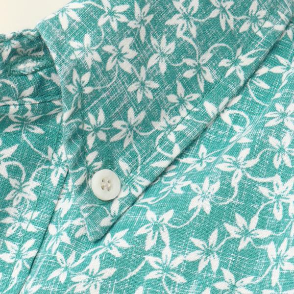 reynspooner 　レインスプーナー　KIKO BLOOMES 0125-5035　89）TEAL BLUE　フルオープンシャツ、　前開き　CLASSIC FIT SHIRT 半袖アロハシャツの画像