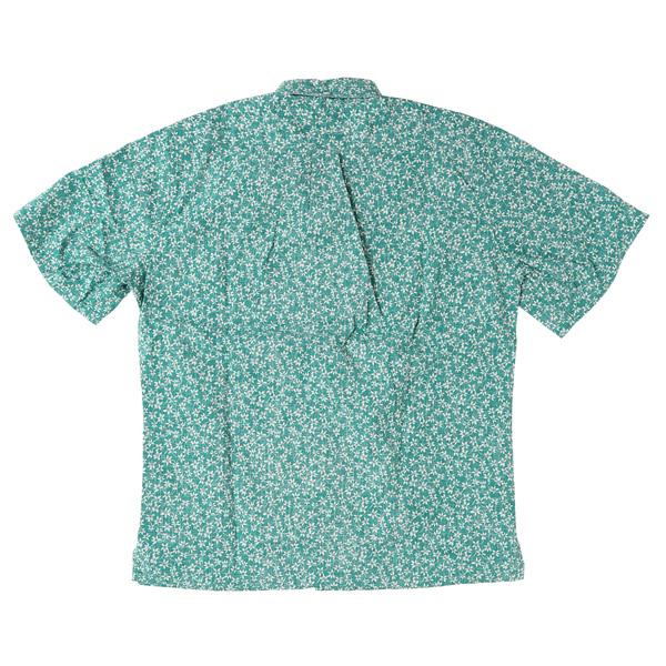 reynspooner 　レインスプーナー　KIKO BLOOMES 0125-5035　89）TEAL BLUE　フルオープンシャツ、　前開き　CLASSIC FIT SHIRT 半袖アロハシャツの画像