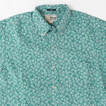 reynspooner 　レインスプーナー　KIKO BLOOMES 0125-5035　89）TEAL BLUE　フルオープンシャツ、　前開き　CLASSIC FIT SHIRT 半袖アロハシャツの画像