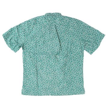 reynspooner 　レインスプーナー　KIKO BLOOMES 0125-5035　89）TEAL BLUE　フルオープンシャツ、　前開き　CLASSIC FIT SHIRT 半袖アロハシャツの画像