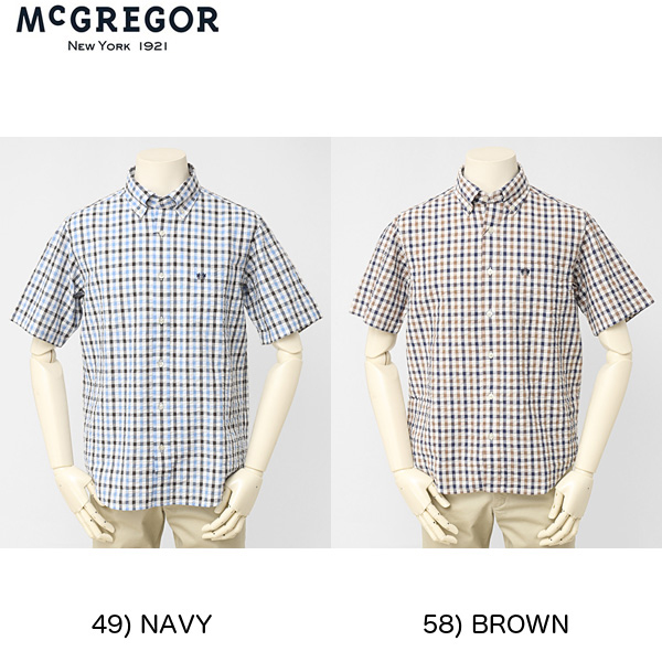  McGREGOR マックレガー メンズ 半袖シャツ 111160309 チェックBDシャツの画像