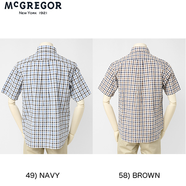 McGREGOR マックレガー メンズ 半袖シャツ 111160309 チェックBDシャツの画像