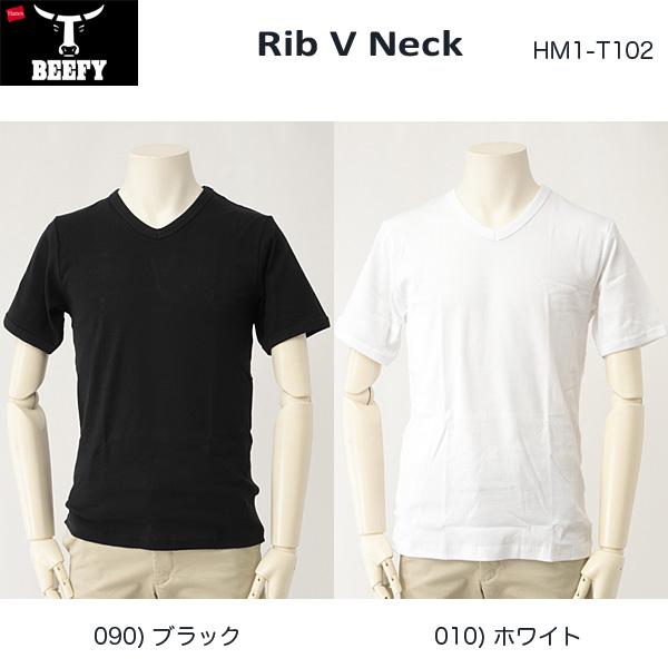 ヘインズ　HANES BEEFY Tee ビーフィー リブ VネックTシャツ HM1-T102　Rib V Neck Tシャツの画像