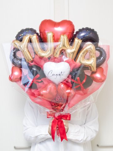 【バルーンバンチ】レターバルーンハートバンチ ブラック＆レッドの画像