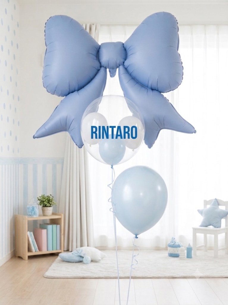 【バルーンブーケ】リボンブーケ　ライトブルーの画像