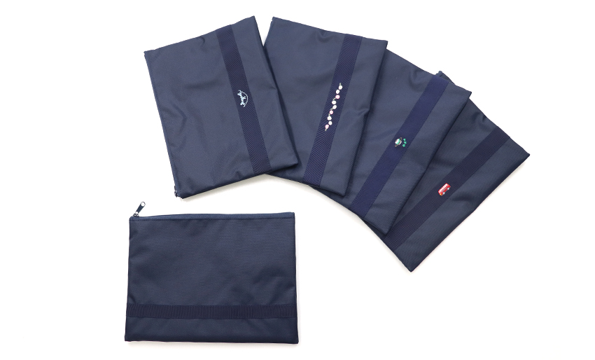 A5サイズ 紺地ポーチ 多機能　折り紙ケース お受験小物入れ の画像